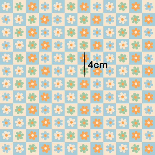 Flower Check Blue + Orange l Pre-Order