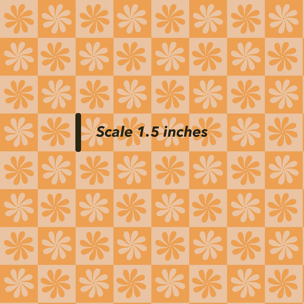 Swirly Orange Flower Check - Pre Order 22nd to 29th August CLOSED