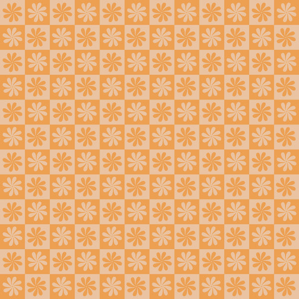 Swirly Orange Flower Check - Pre Order 22nd to 29th August CLOSED