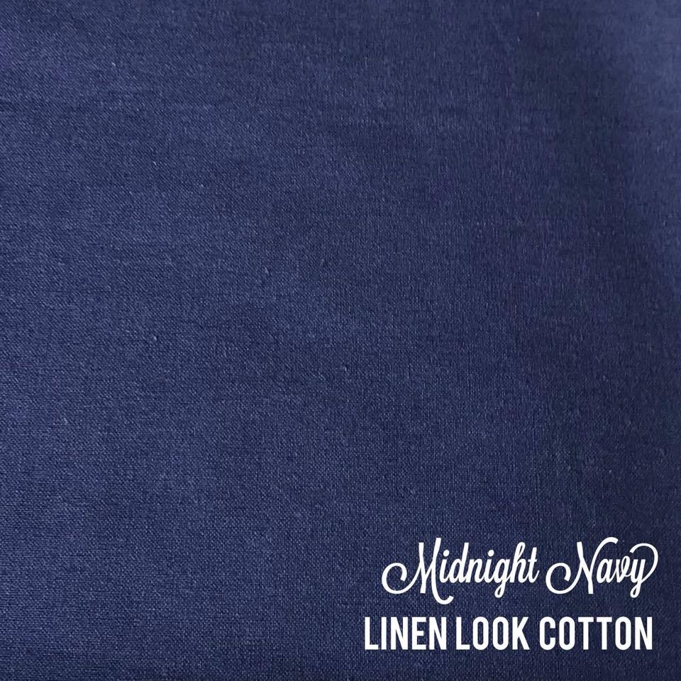 Midnight Navy - Linen Look Cotton